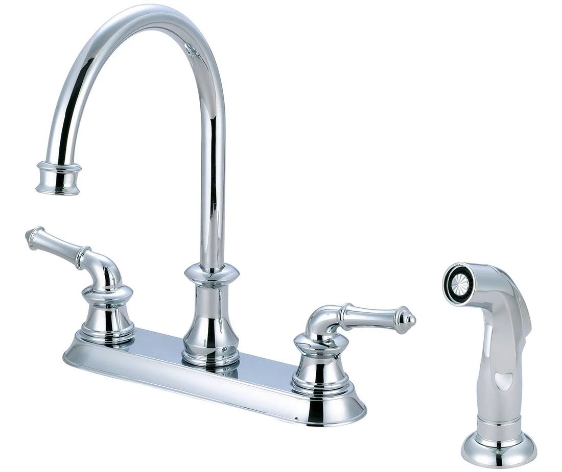 Pioneer 2DM301 Del Mar Double Handle Kitchen Faucet with Side Spray Finish: Polished Chrome