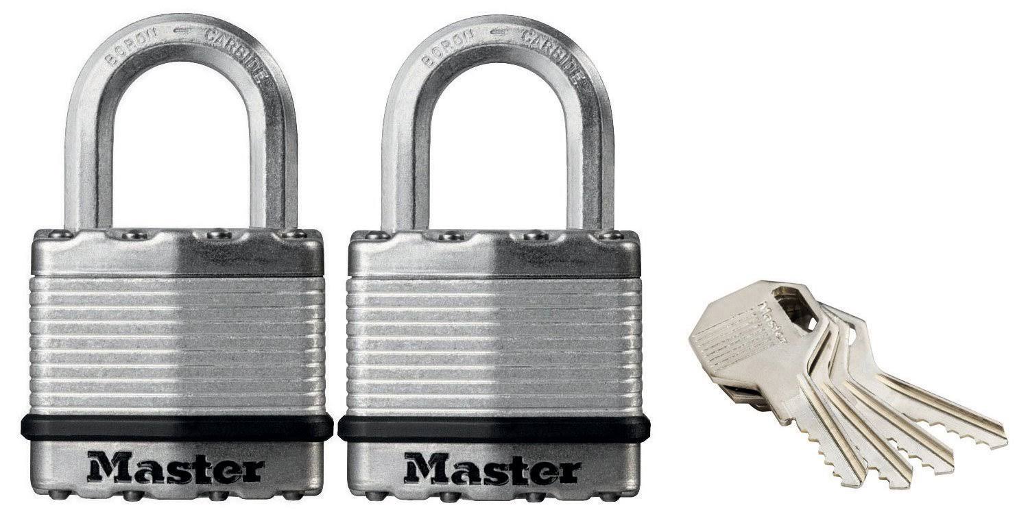 Master Lock - Excell Laminated Steel 45mm Padlock - 24mm Shackle-Keyed Alike x 2 M1EURT
