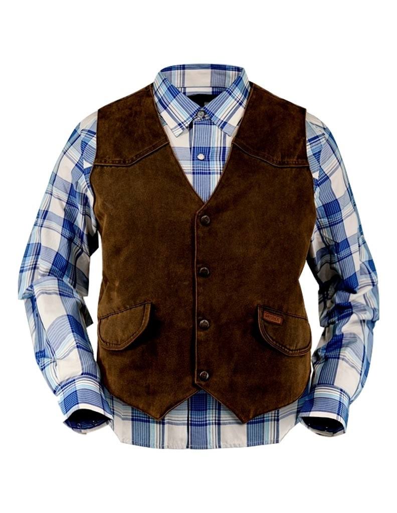 Outback Trading Western Vest Mens Montana Button 2575 Brown