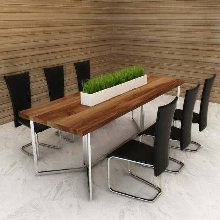 Anself Dining Chairs 6 Pcs Black Faux Leather