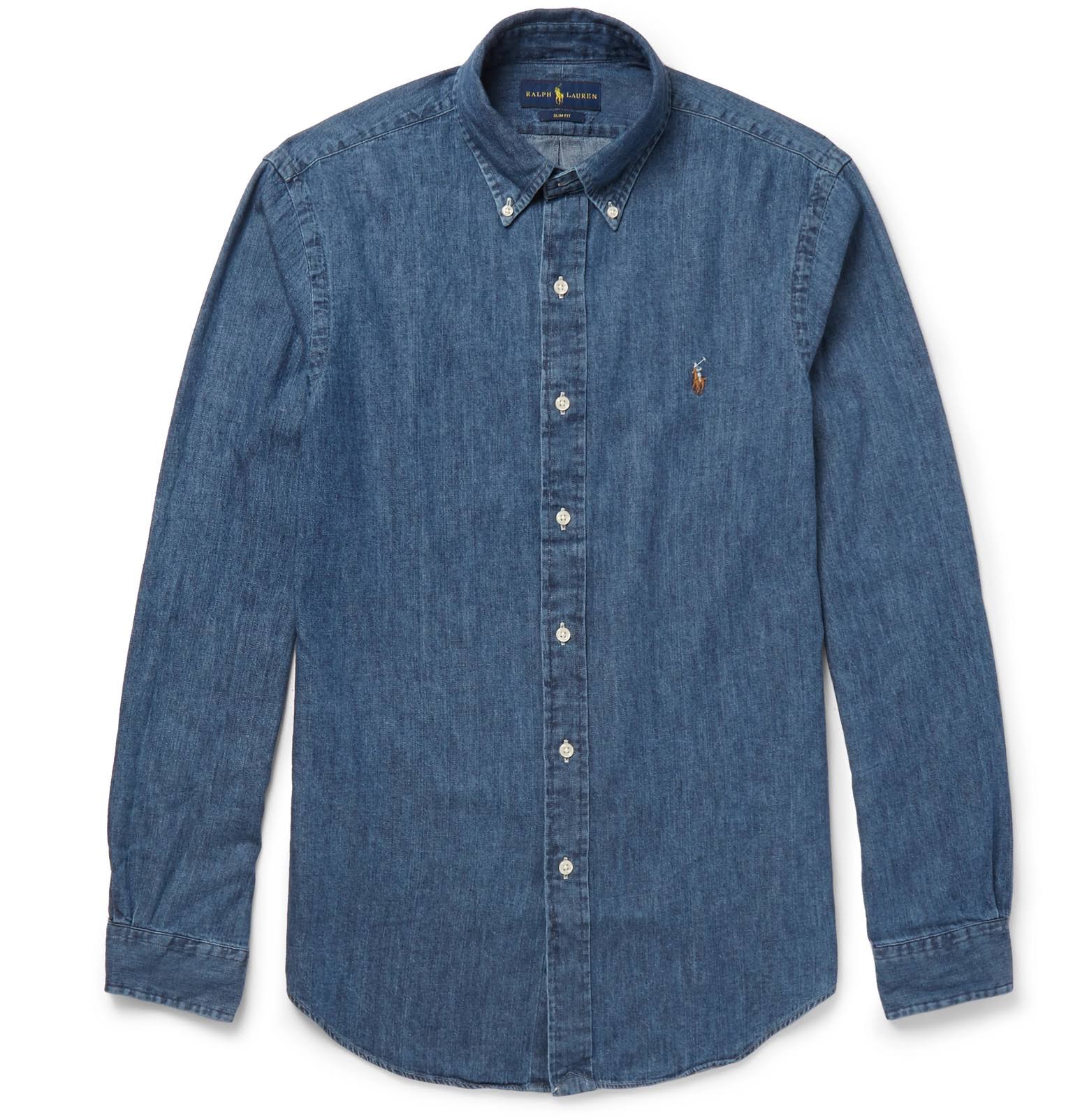Polo Ralph Lauren Denim Slim Shirt with Button-Down Collar