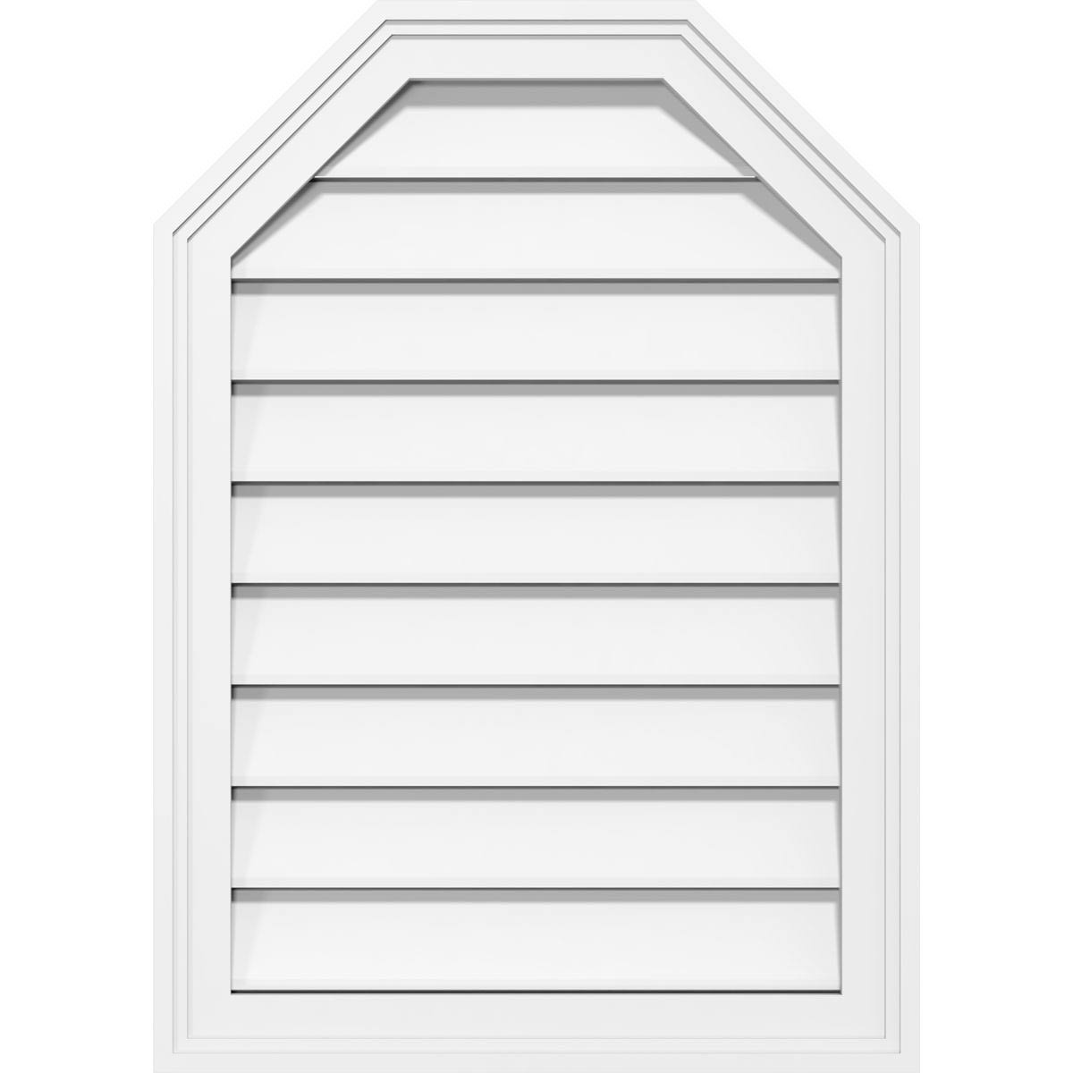 Ekena Millwork GVPOT20X1602SF 20x22W x 16x22H Octagonal Top Surface Mount PVC Gable Vent: Functional, w/ 2x22W x 1-1/2x22P Brick
