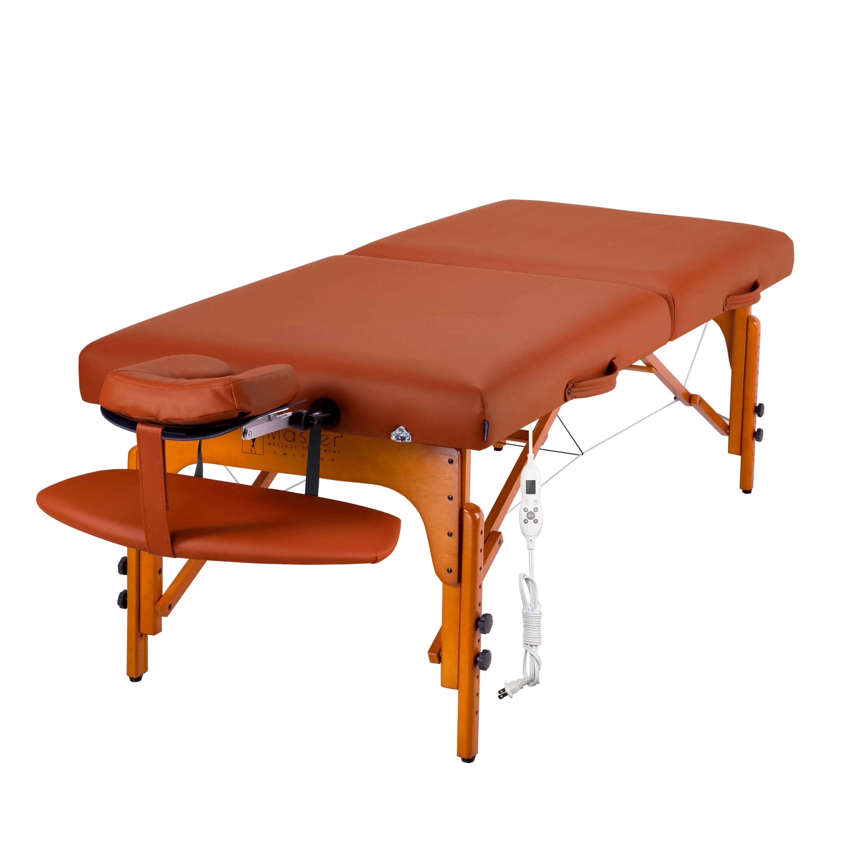 Master Massage 30x22 Santana ThermaTop Portable Massage Table HEATING Warmer Pad Built in Beauty Bed Salon Mountain Red