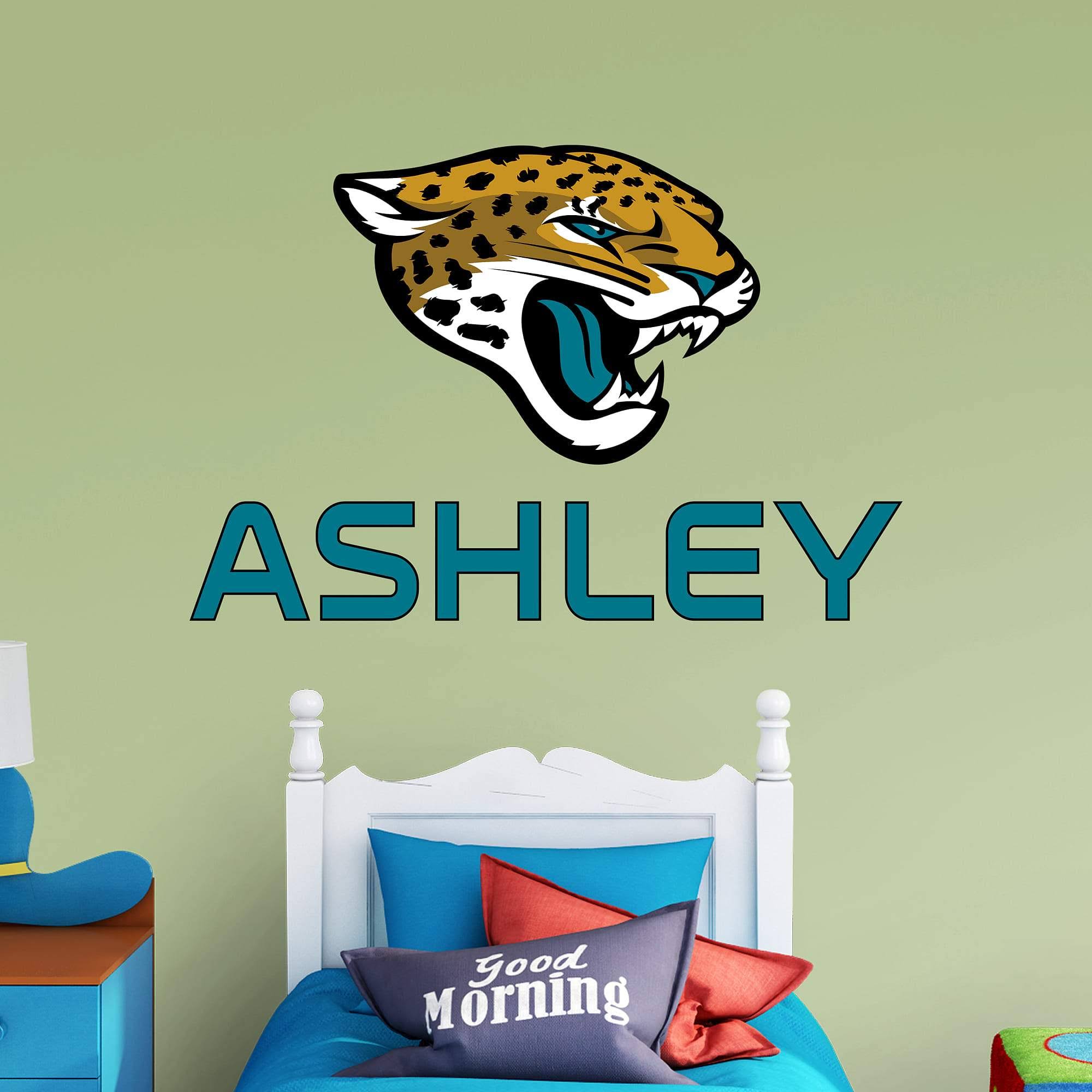 Jacksonville Jaguars: Stacked Personalized Name - Officially Licensed NFL TRANSFER Wall Decal in Black (52x22W x 39.5x22H) by Fa