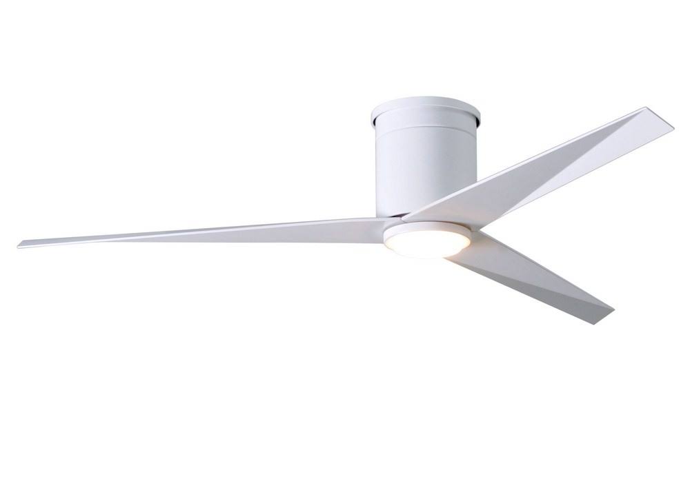 Matthews Fan Company Eliza-H 3 Bladed rodless, Flush Mount Paddle Fan in Gloss White and Gloss White Blade - EKH-WH-WH