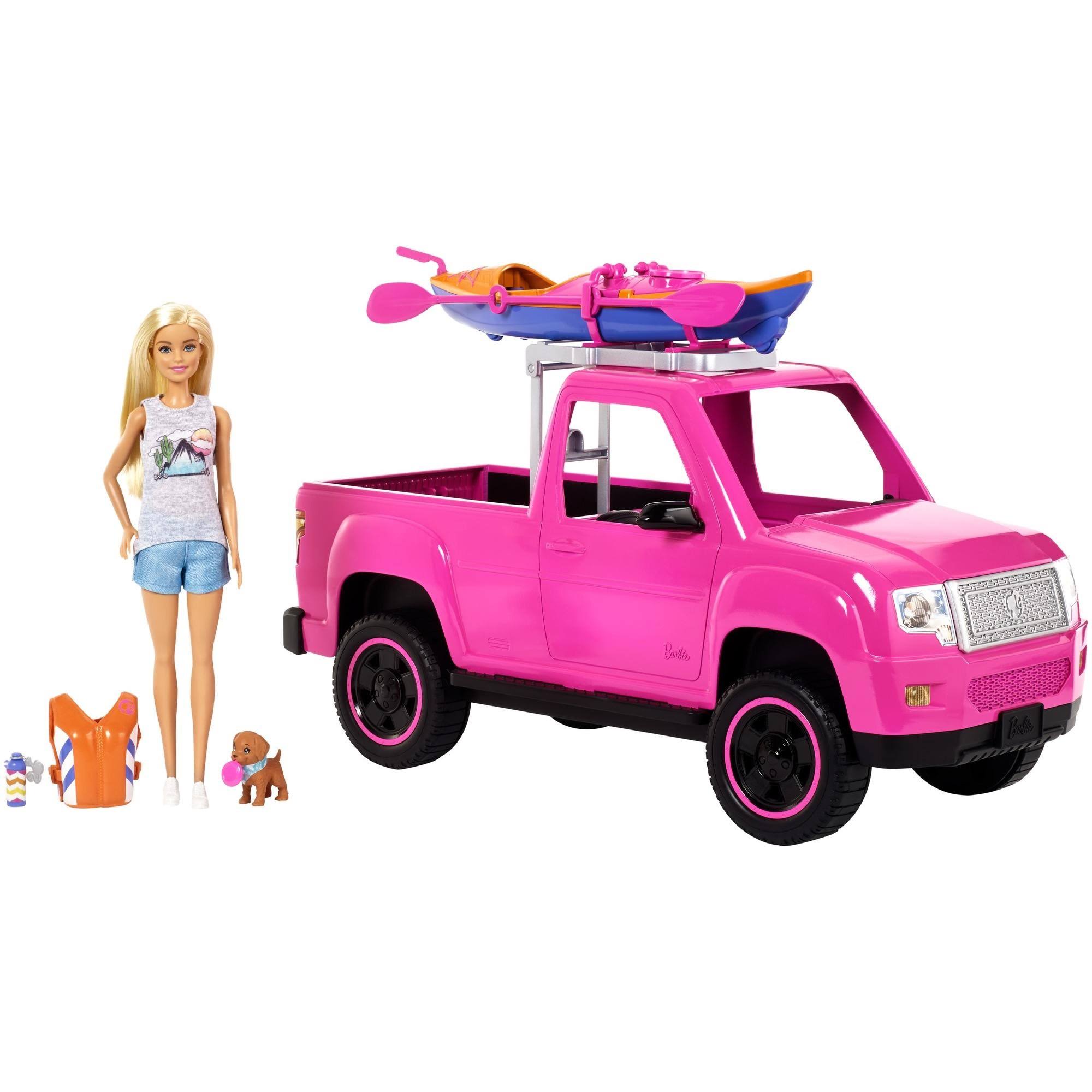 Barbie Camping Fun Doll Pink Truck and Sea Kayak Adventure Playset