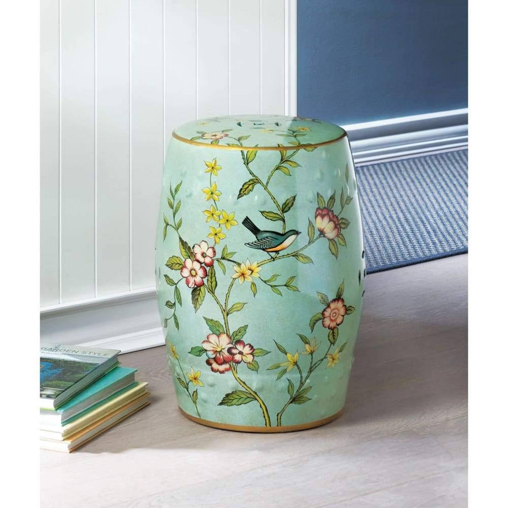 Zingz u0026 Thingz Floral Garden Decorative Stool Green