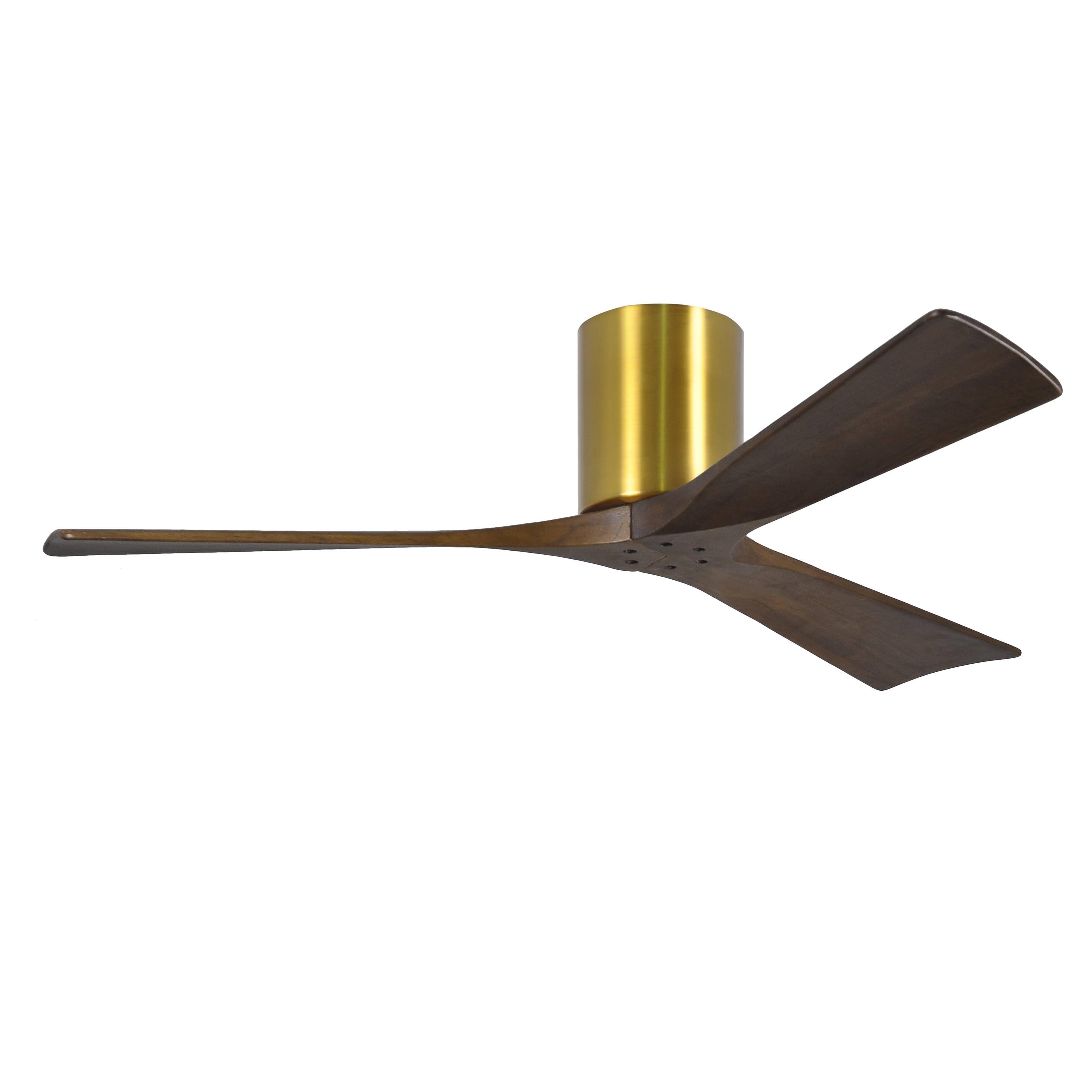 Matthews Fan Company Irene 52 inch Paddle Ceiling Fan in Brushed Brass 3 Walnut Tone Blade - IR3H-BRBR-WA-52