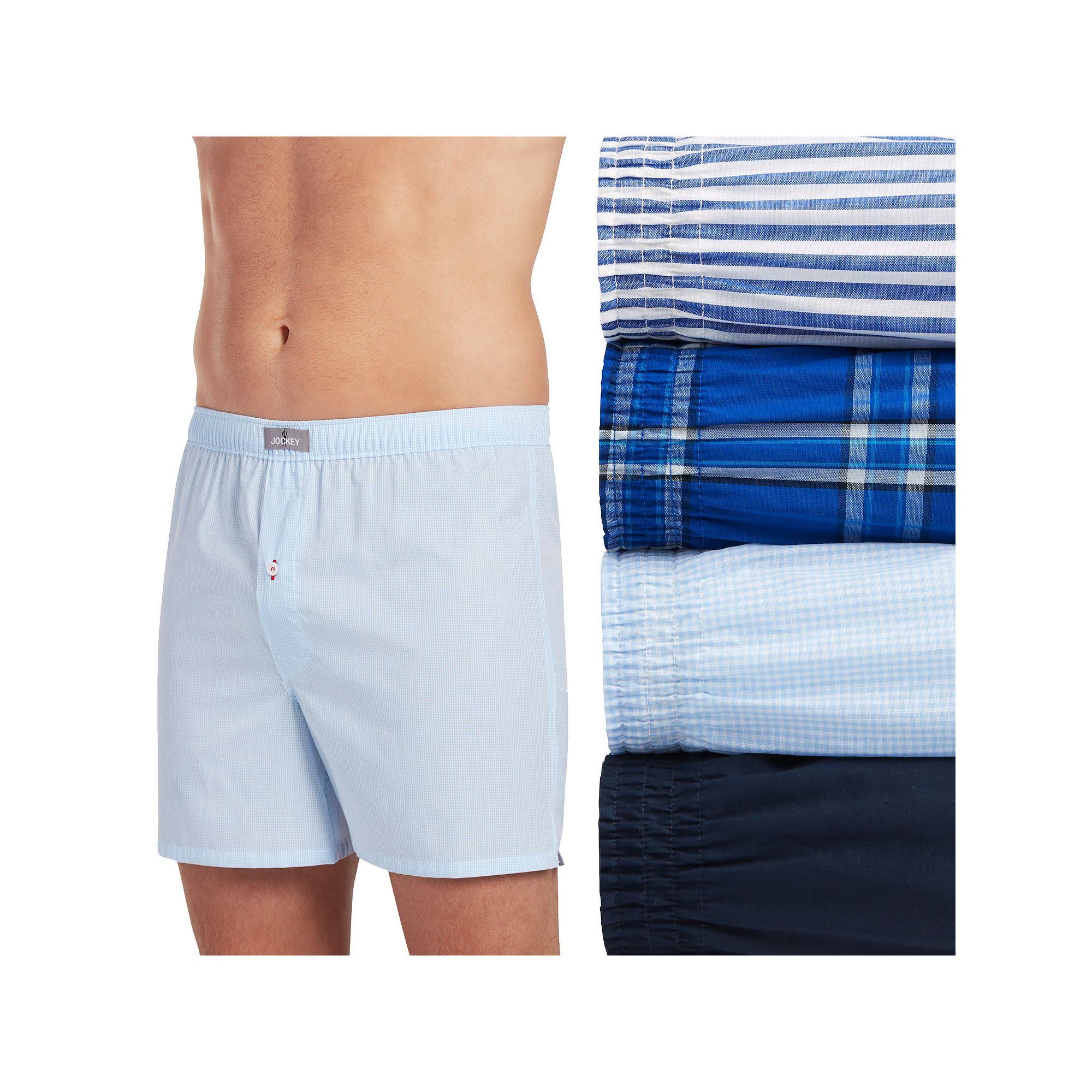 Jockey Mens 4-Pk. Blue Plaid Woven Boxers Multi XX-Large