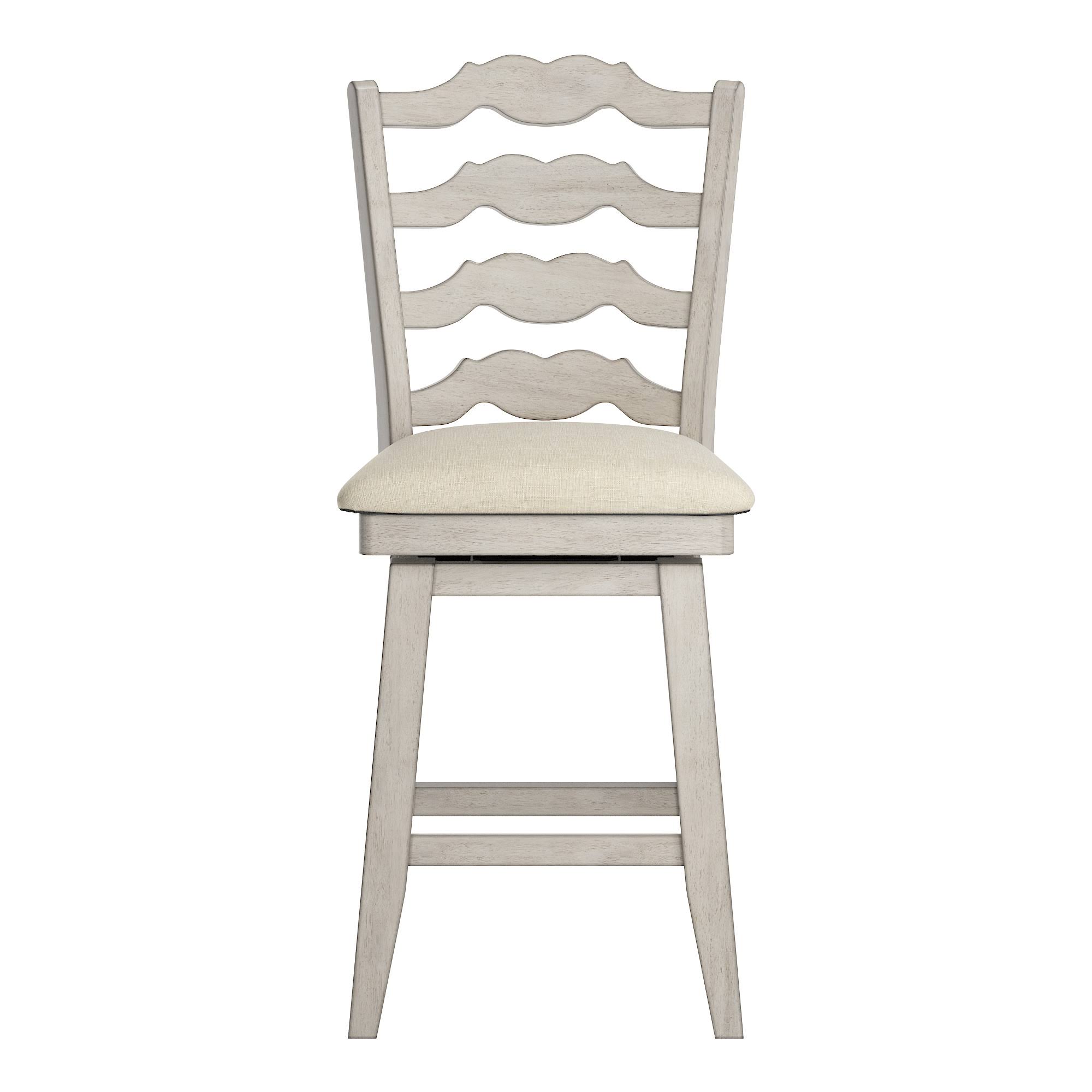 Weston Home Sheena French Ladder Back 24-Inch Counter Height Swivel Stool, Antique White