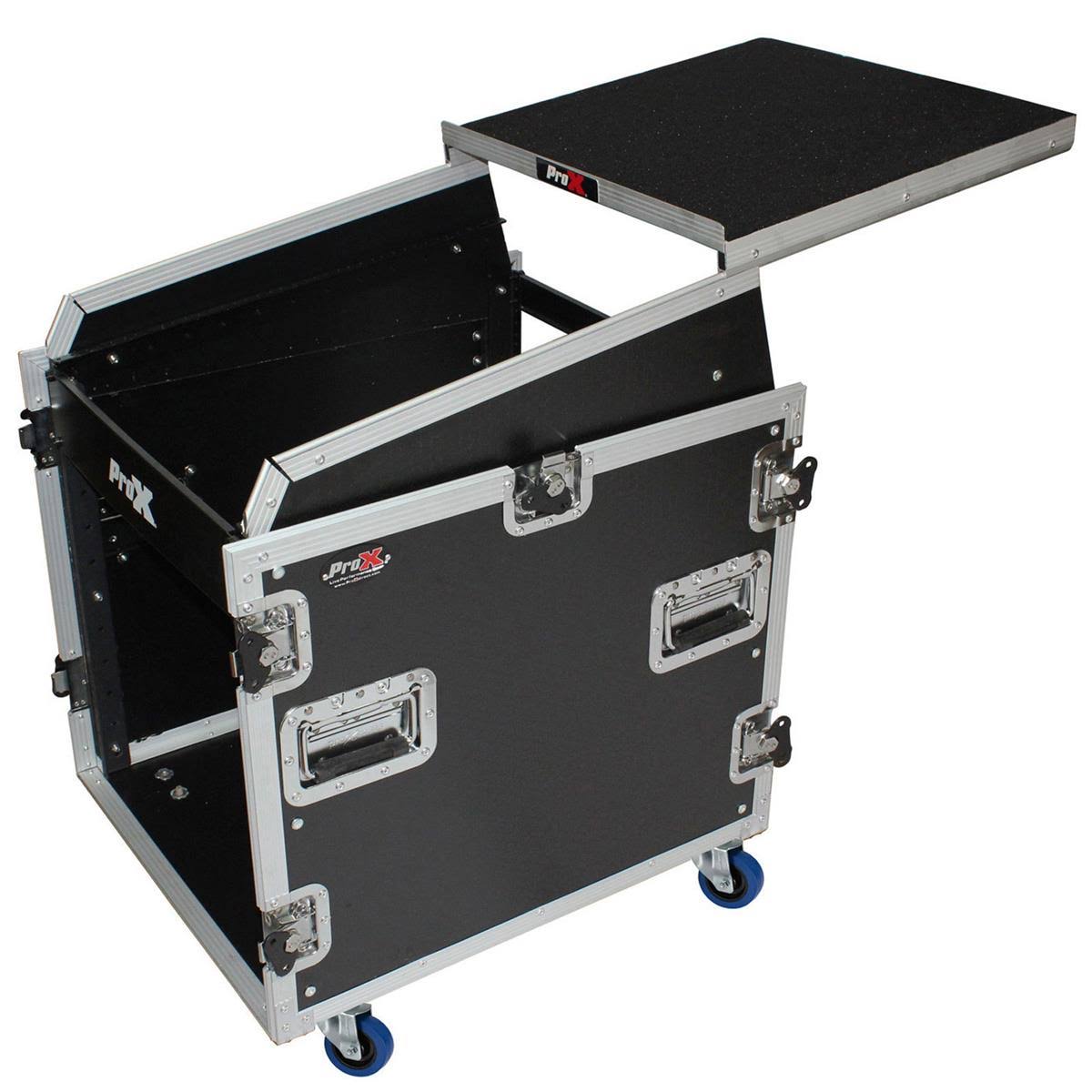 Prox 12U Rack Front Load 13U Top Mixer DJ Combo Flight Case w/Laptop Shelf u0026 Casters