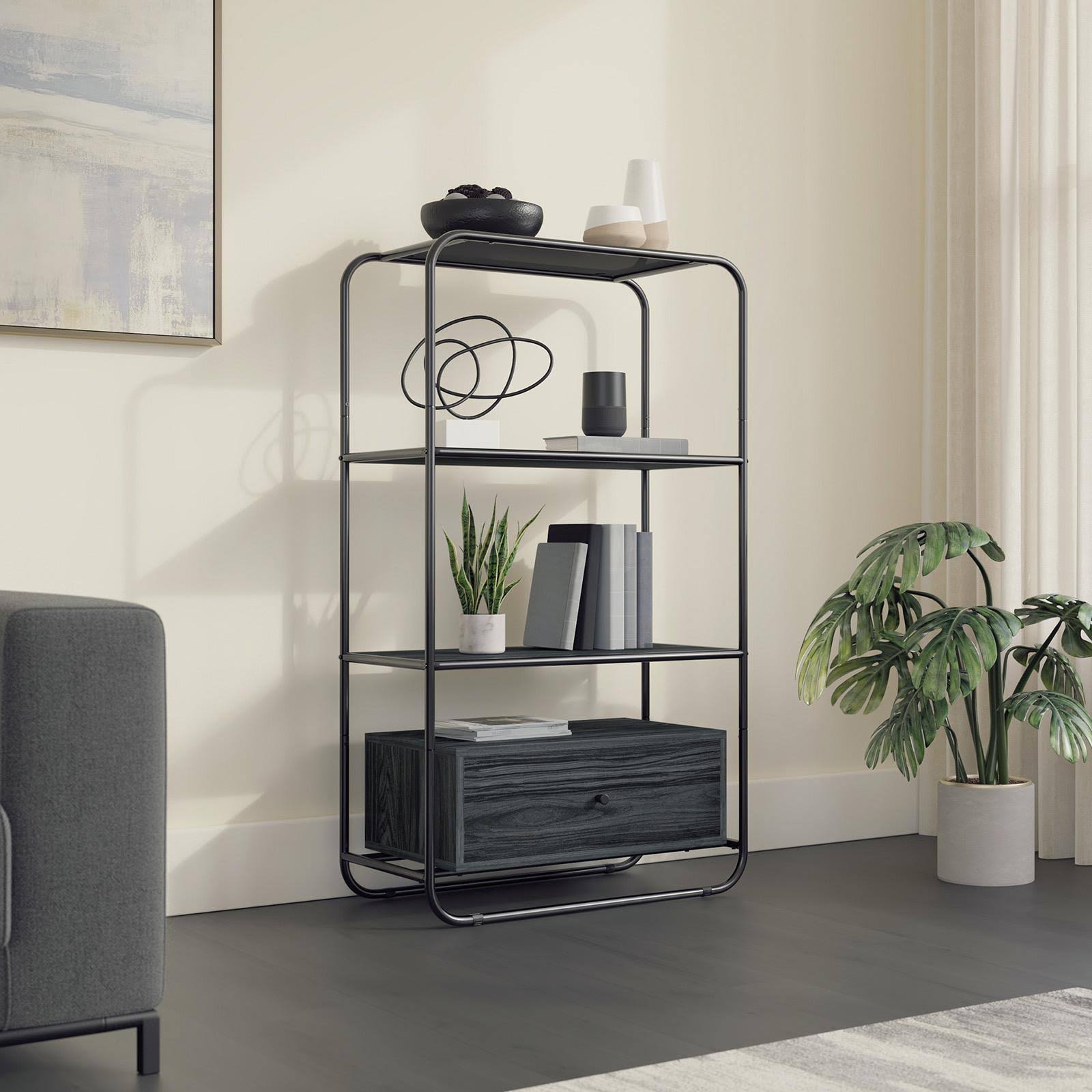 Sauder Metro Pike Bookcase with Drawer - Misted Elm