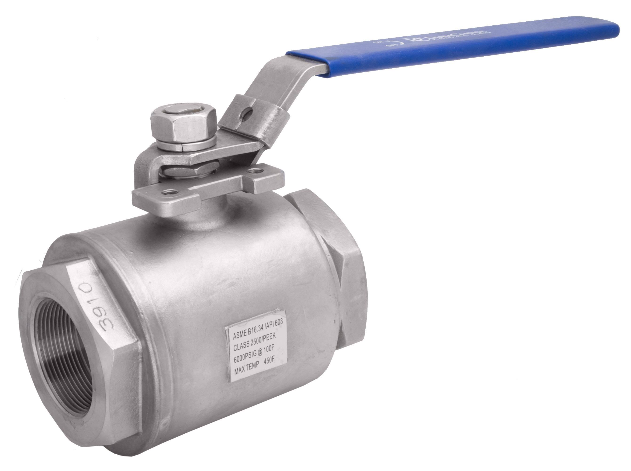 2x22 NPT Stainless Steel Seal-Welded Full Port Ball Valve, 6,000PSI
