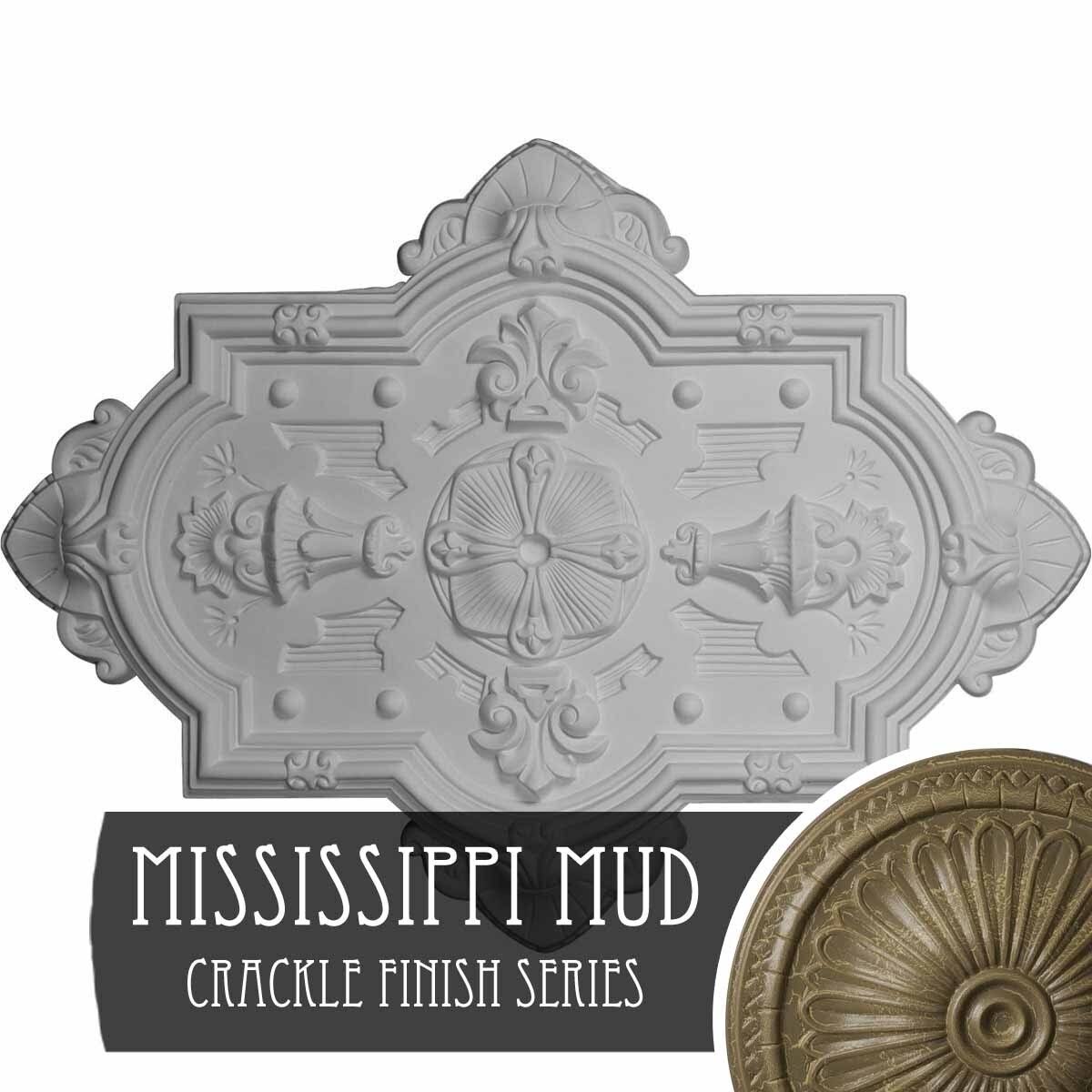 29 1/8x22H x 38 1/8x22W x 1 3/4x22P Cathedral Ceiling Medallion, Hand-Painted Mississippi Mud Crackle
