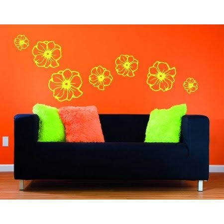 Flowers Wall Decal - Wall Sticker, Vinyl Wall Art, Home Decor, Wall Mural - 2571 - Hazelnut, 39in x 24in, Brown