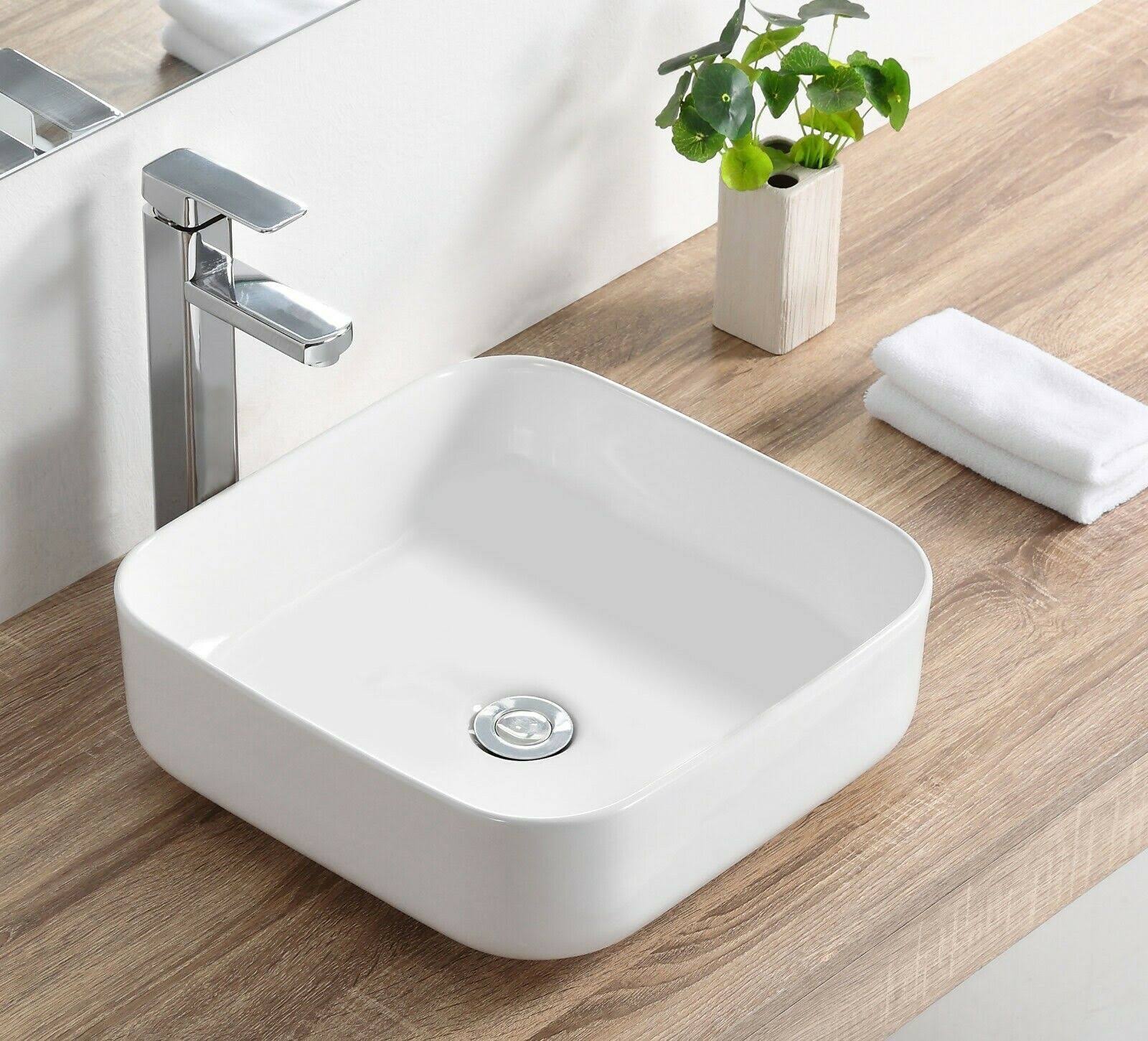 DeerValley Modern Square Above Counter Porcelain Ceramic Bathroom Vessel Sink DV-1V021