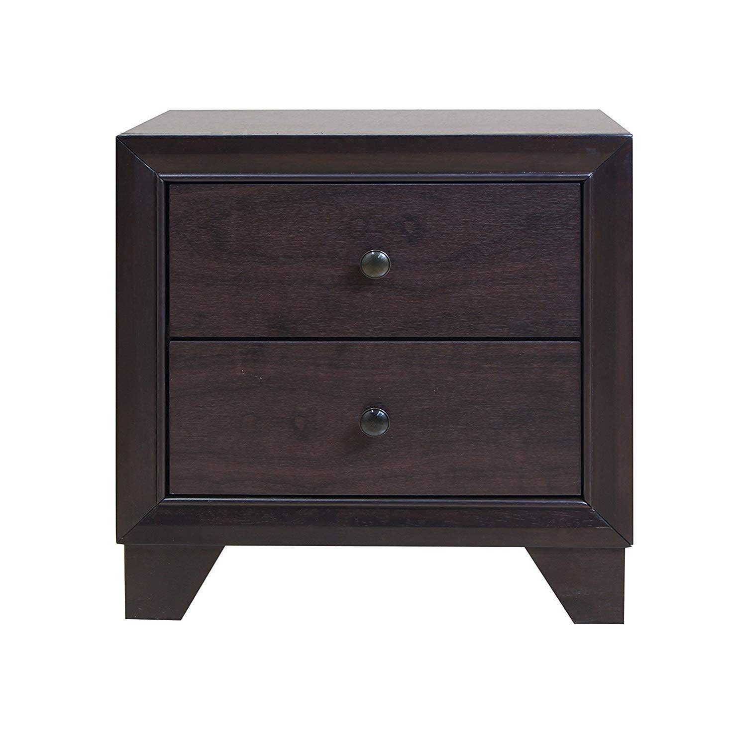 Espresso Rubber Wood Nightstand