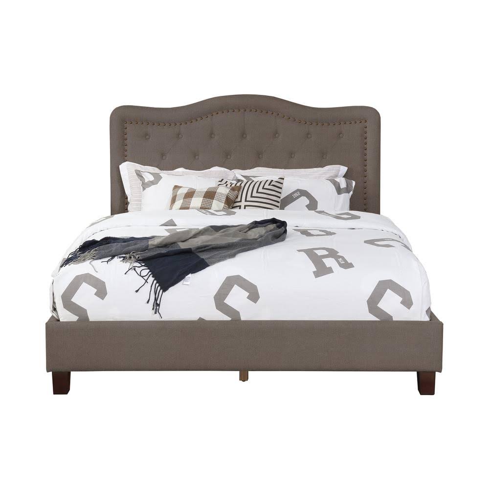 Nathaniel Home 55013-83BR Upholstered Panel Bed with Nailhead Brown - Queen Size