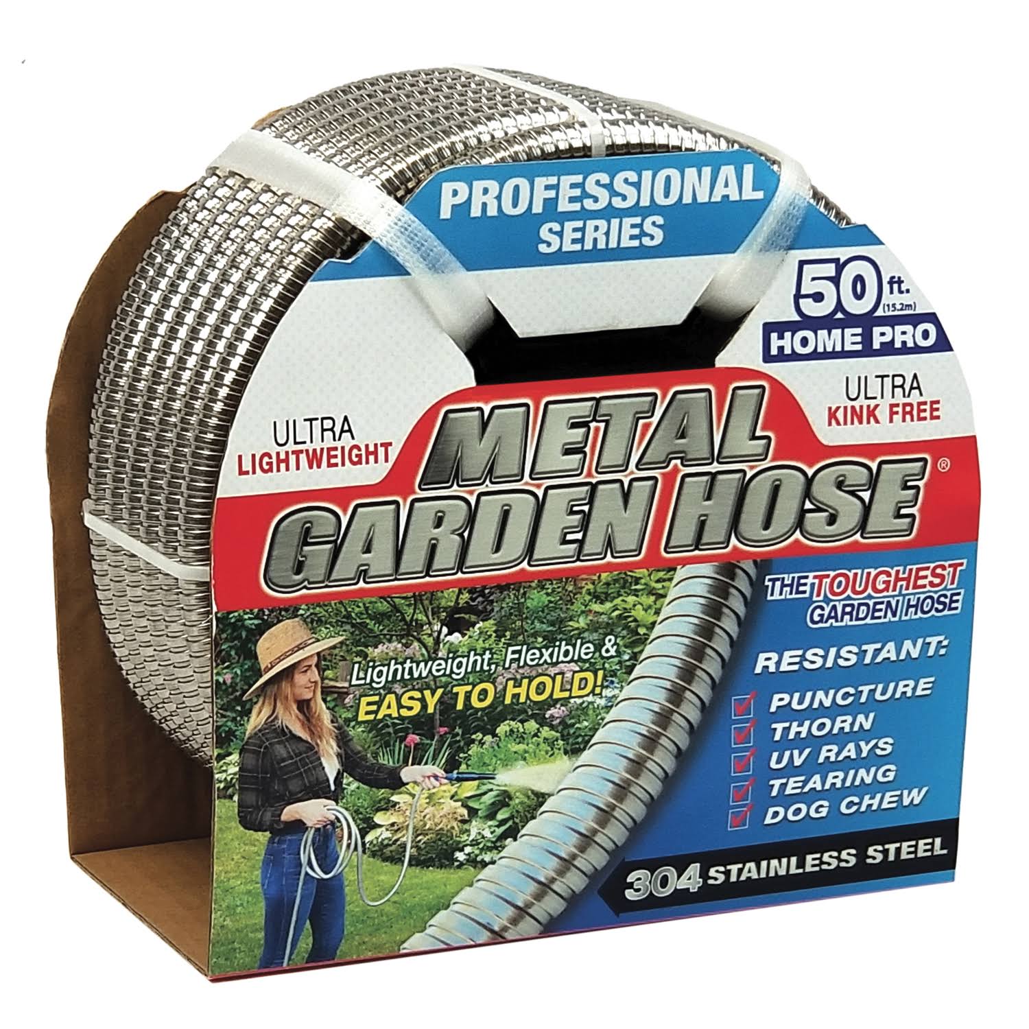 Swan 1/2 in. Dia. x 50 ft. L Silver Stainless Steel Garden Hose