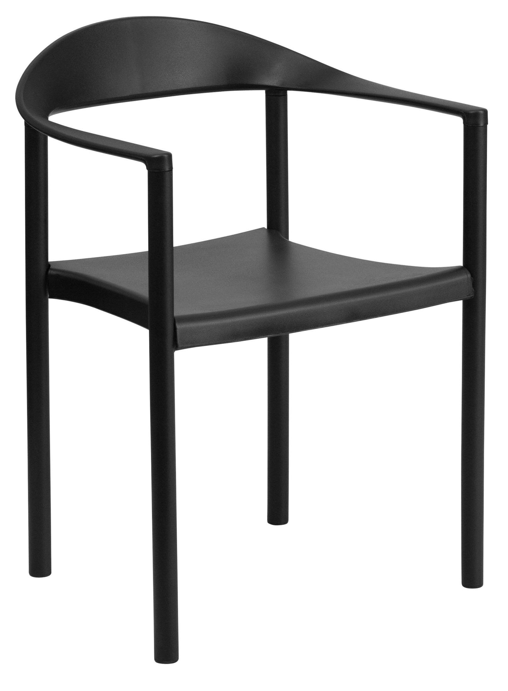 Flash Furniture Cafe Stack Chair: Hercules Series, Black, Plastic, 1000 lb Capacity