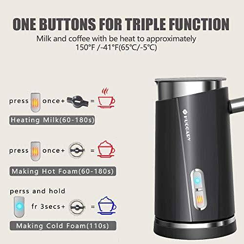 Huogary Milk Frother, Electric Milk Warmer, Stainless Steel Milk Steamer,Automatic Milk Frother Heater u0026 Silent Cold Milk Fo