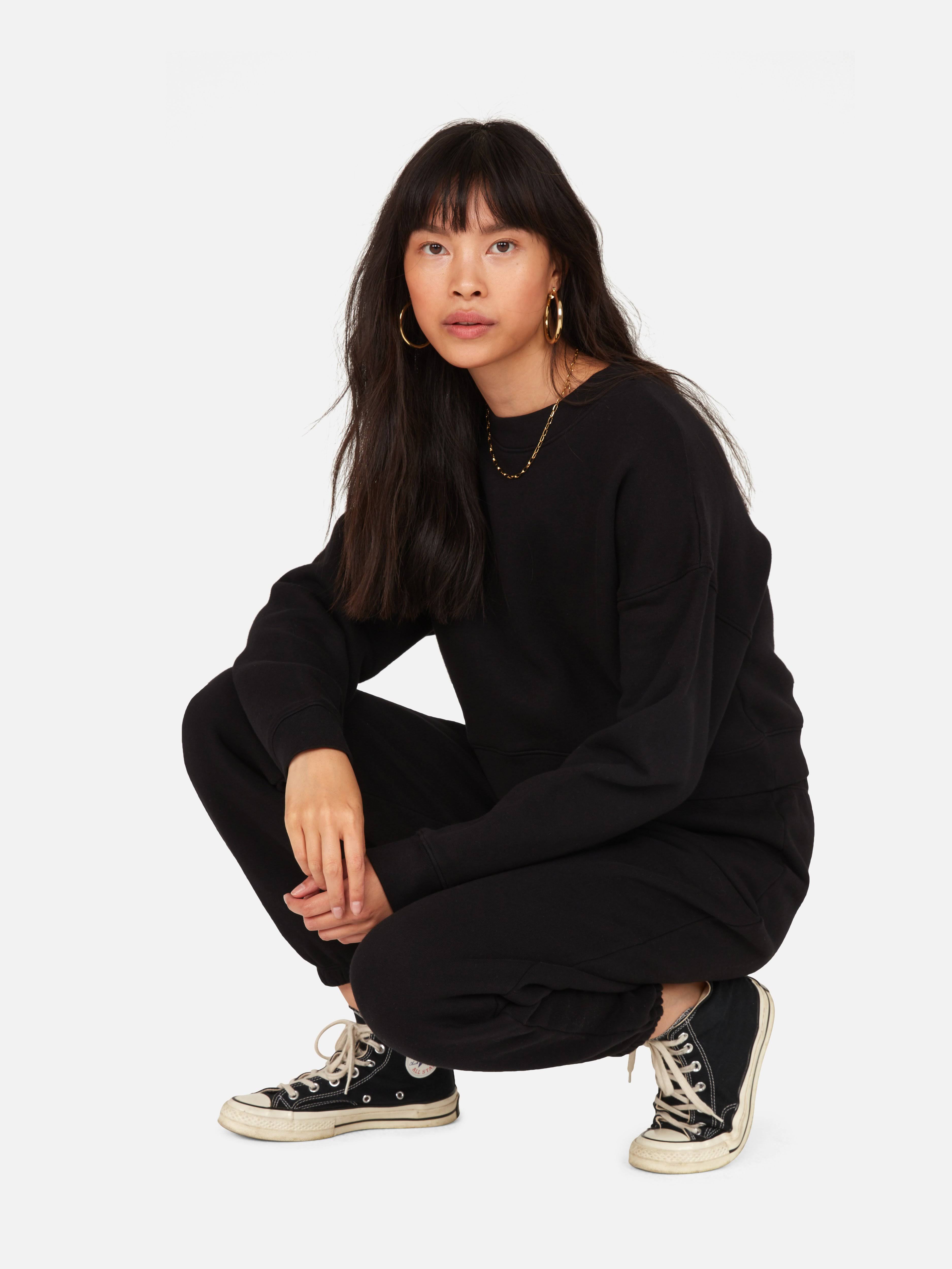 Fleece Crop Sweatshirt Jet Black / XL