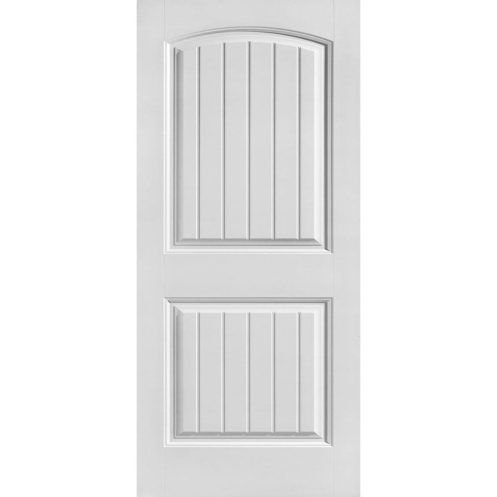 Masonite 36 in. x 80 in. Cheyenne Smooth 2-Panel Camber Top Plank Hollow Core Primed Composite Interior Door Slab, Primed White