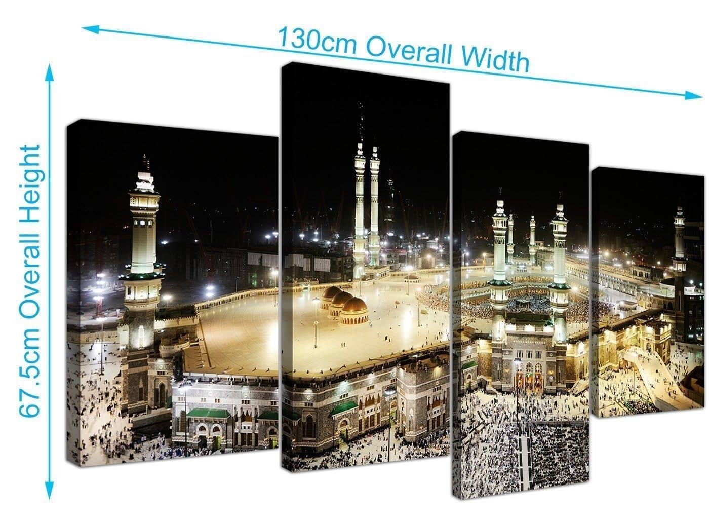 Wallfillers Large Islamic Canvas Wall Art Pictures of Hajj Pilgrimage to Kabah in Mecca - XL - Modern Muslim Split Canvases - Mu