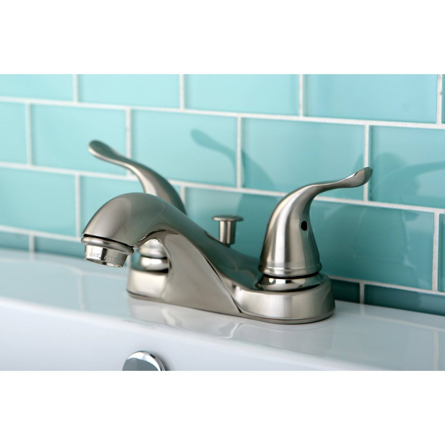 Kingston Brass KB5628YL Yosemite Satin Nickel 4x22 Centerset Two-Handle Lavatory Faucet