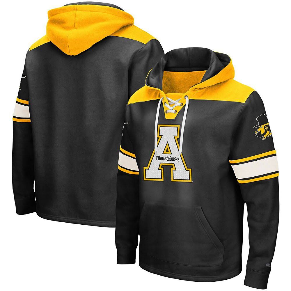 Colosseum Appalachian State Mountaineers Black 2.0 Lace-Up Logo Pullover Hoodie Size: Small
