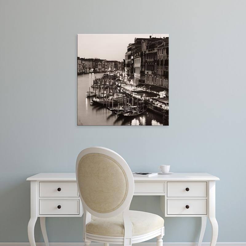 Easy Art Prints Alan Blaustein's 'Ponte di Rialto' Premium Canvas Art - 24 x 24 - Brazilian Barnwood Frame