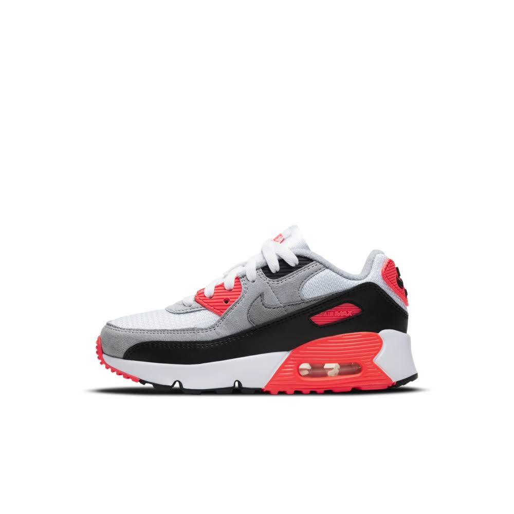 Nike Boys Air Max 90 - Running Shoes White/Radiant Red/Gray Size 11.0