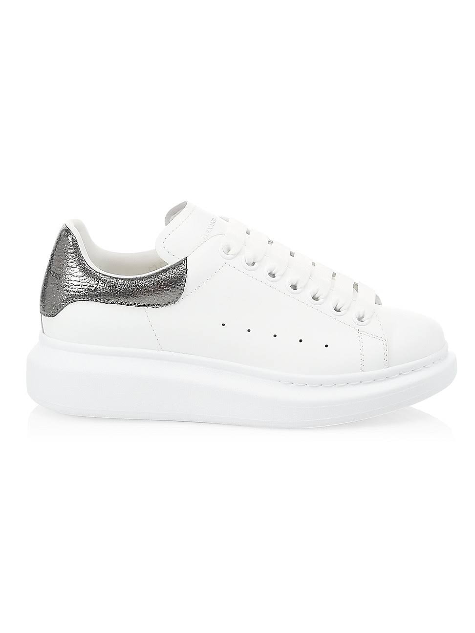 Alexander McQueen Women's Women's Metallic Oversized Sneakers - White Black - Size 4.5
