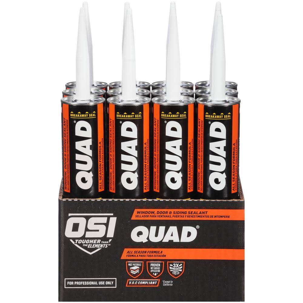 OSI Quad Advanced Formula 10 fl. oz. Gray #521 Exterior WINDOW, DOOR, and Siding Sealant (12-Pack) 1637250