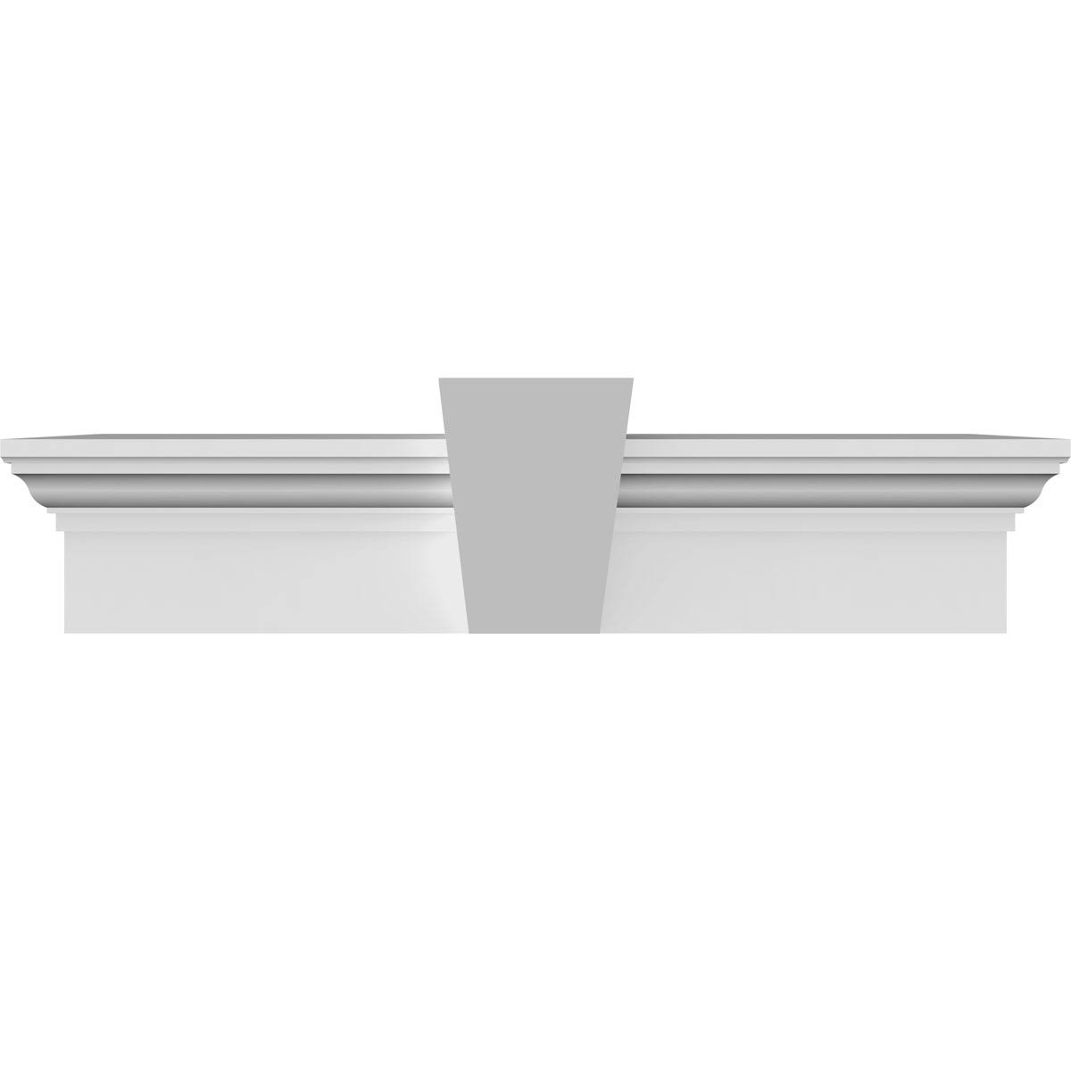 Ekena Millwork CRH06X57KF 57x22 Bottom Width x 60 1/2x22 Top Width x 6x22H x 1x22P Traditional Crosshead w/ Flat Keystone