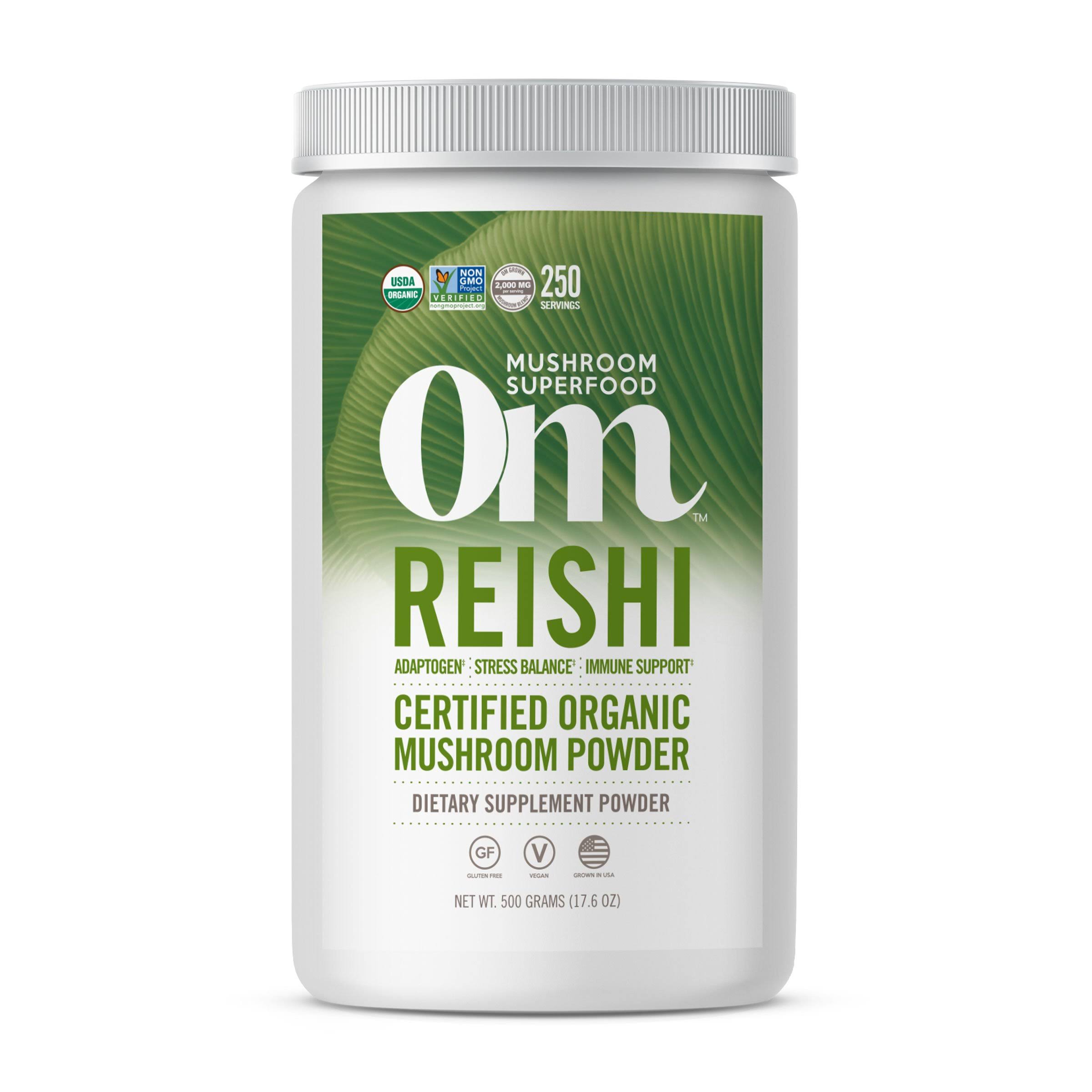 Om - Stress Balance u0026 Immune Support Supplement - Reishi Organic Mushroom Powder - 250 Servings