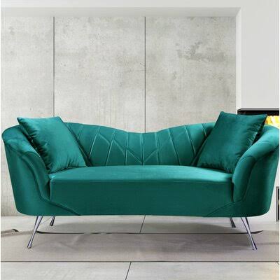 Eichler 70.34x22 Velvet Rolled Arm Chesterfield Sofa Mercer41 Fabric: Green