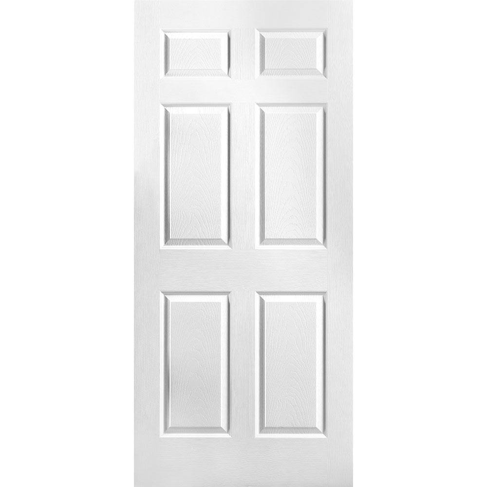 Masonite 36 in. x 78 in. Textured 6-Panel Hollow Core Primed Composite Interior Door Slab, Primed White