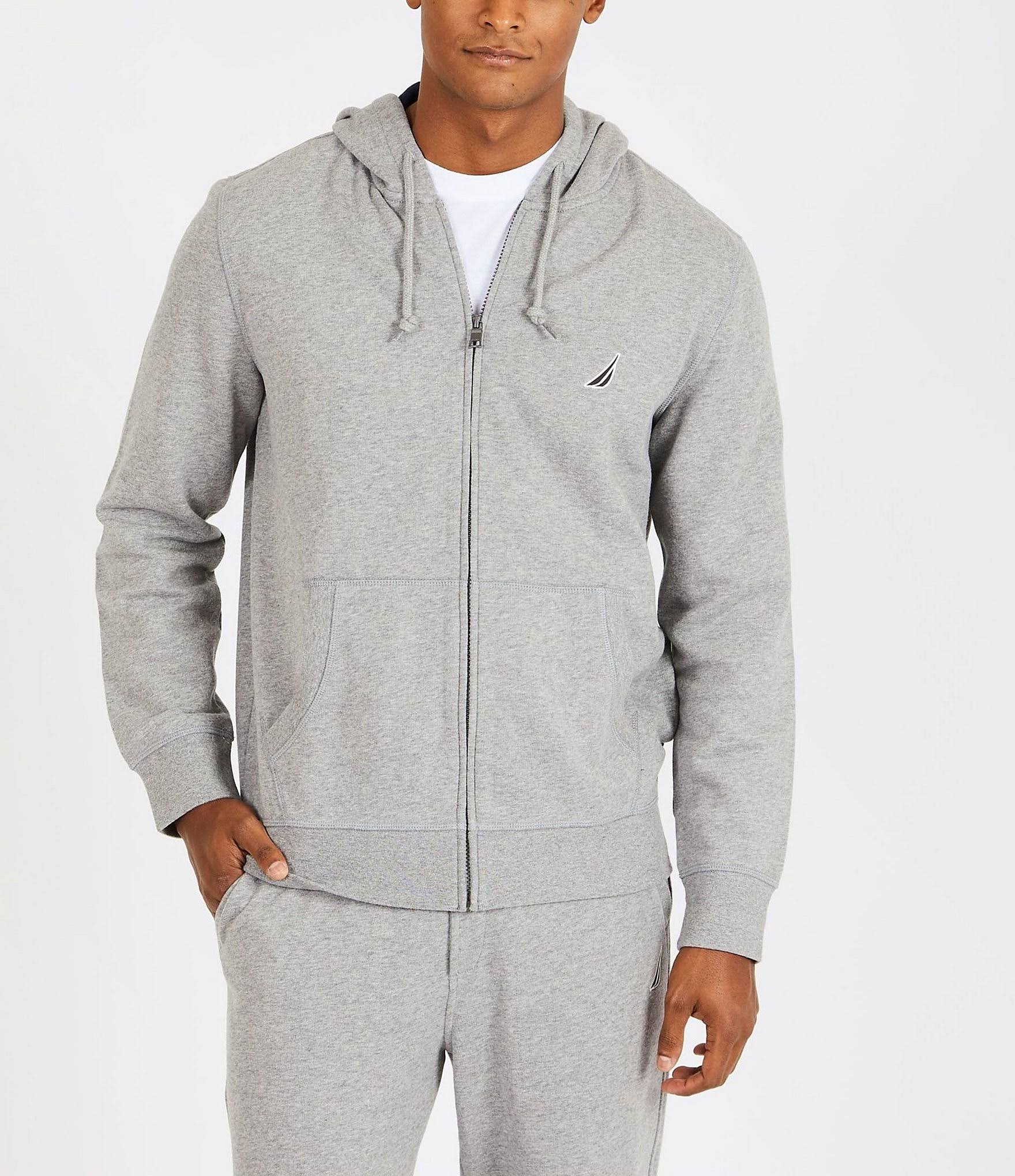 Nautica Men's Anchor Fleece Full-Zip Hoodie - Stone Grey - Size XL