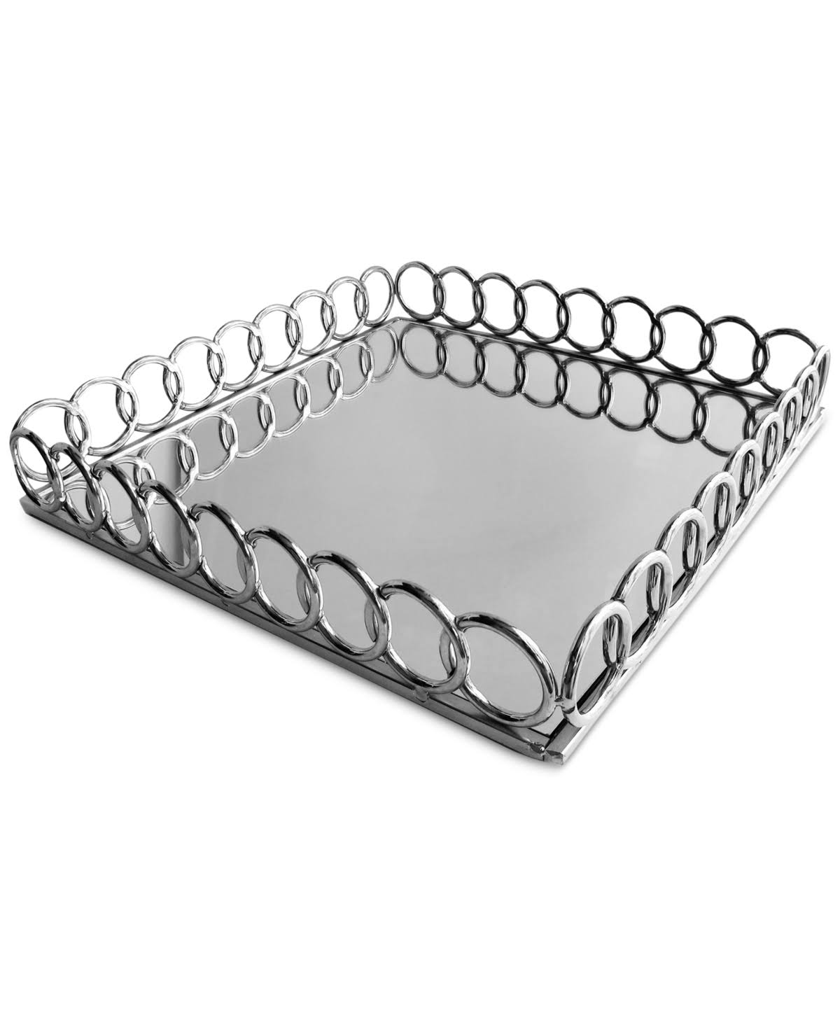 American Atelier 1332766 Looped Square Mirror Tray, Silver
