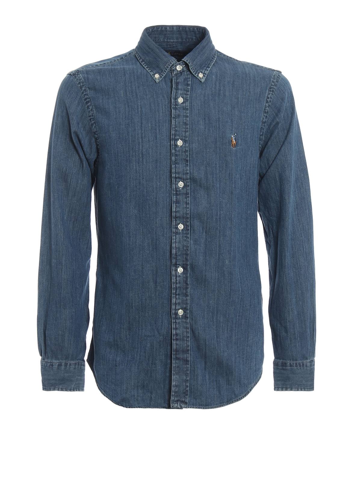 Polo Ralph Lauren Denim Slim Shirt with Button-Down Collar