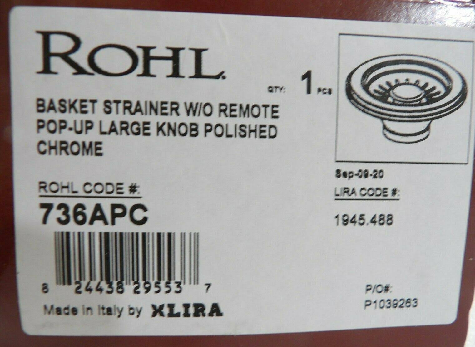 Rohl 736APC Basket STRAINER - Polished Chrome
