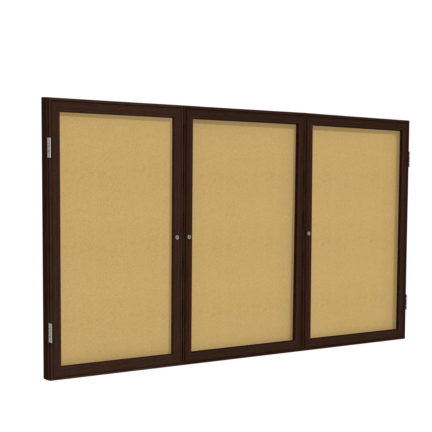 Enclosed Bulletin Board Ghent Size: 3& H x 6& W, Frame Finish: Walnut