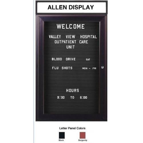 Ghent 36x22 x 30x22 1 Door Enclosed Flannel Letter Board, Bronze Aluminum Frame with Headliner (PBB3-BG)