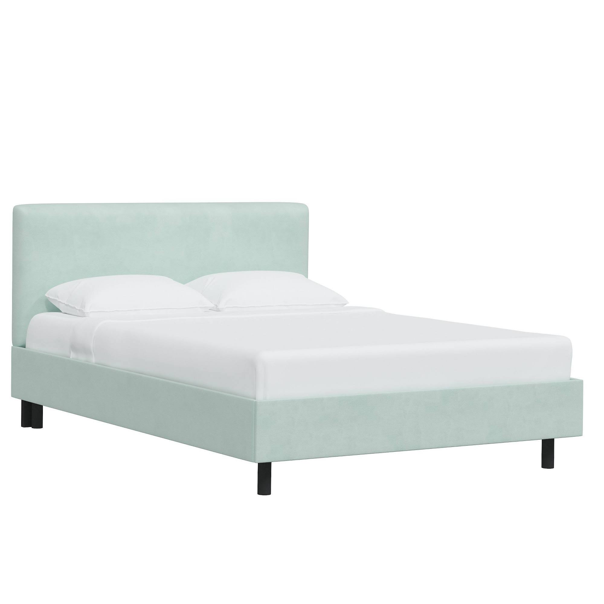 Queen Platform Bed Velvet Pool - Skyline Furniture