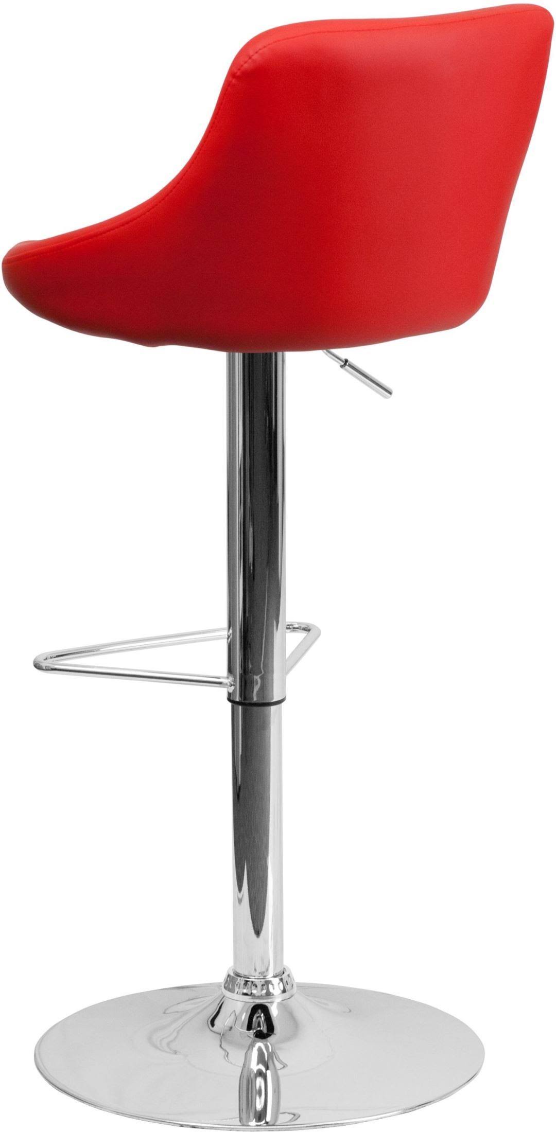 Flash Furniture Contemporary Red Vinyl Bucket Seat Adjustable Height Barstool with Chrome Base