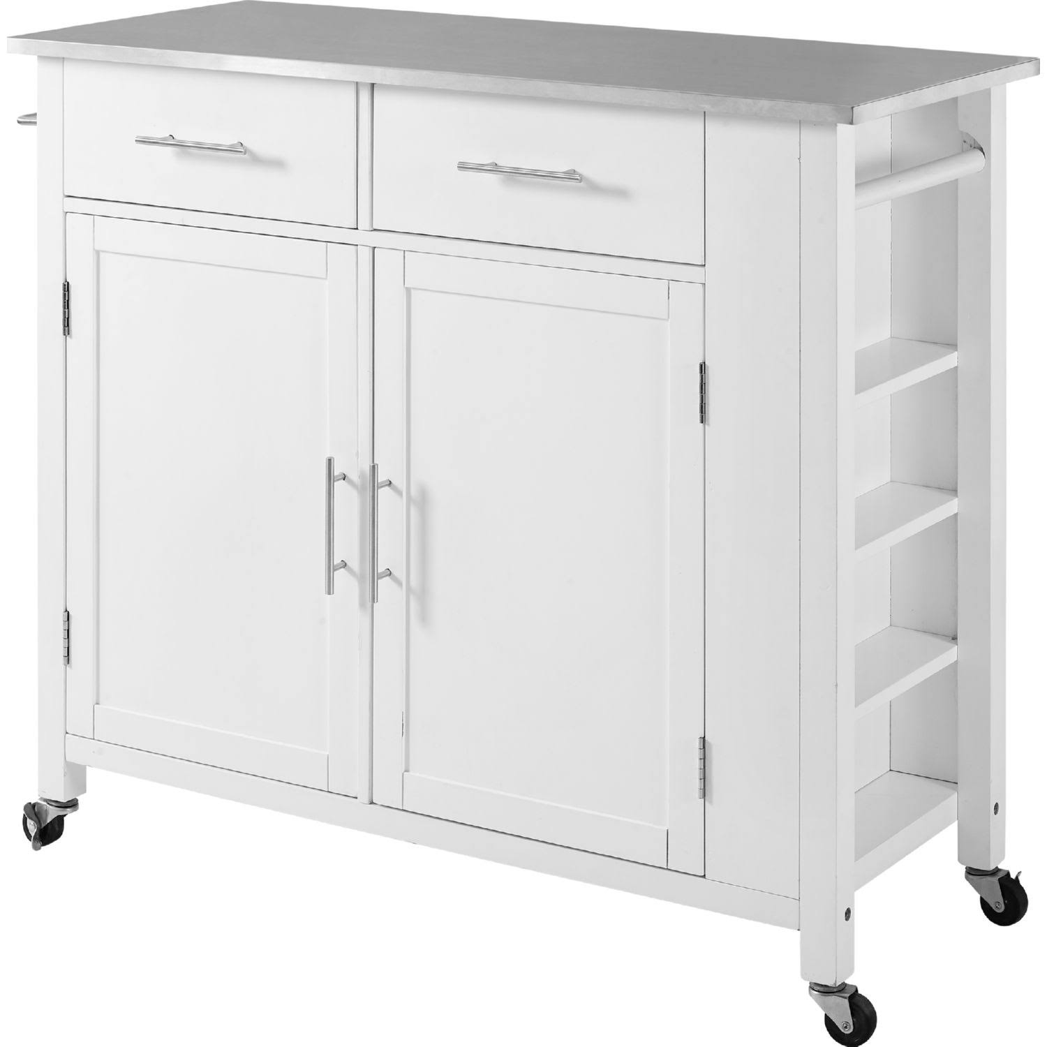Crosley Savannah Stainless Steel Top Full-Size Kitchen Island/Cart - White
