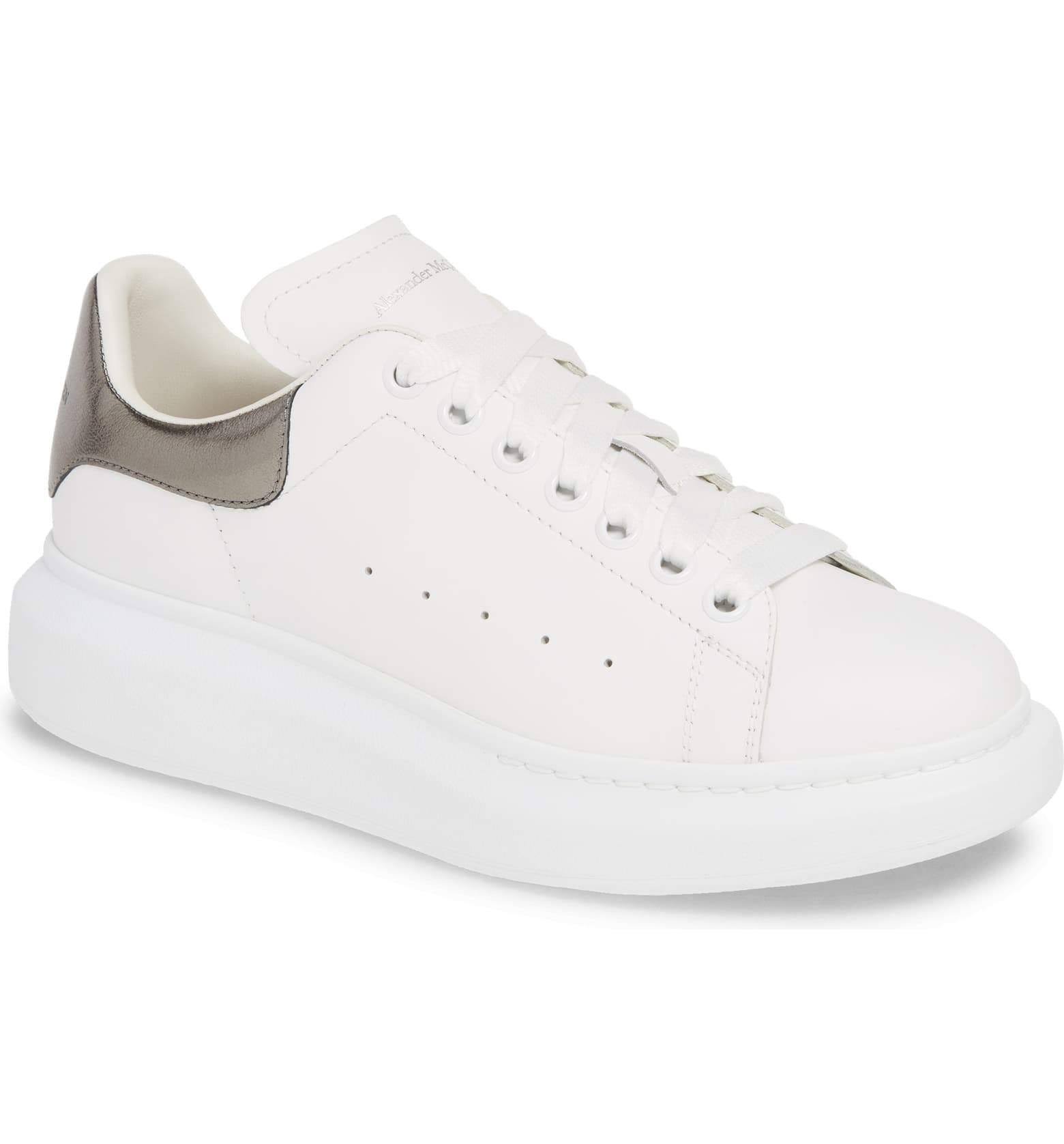 Alexander McQueen Women's Women's Metallic Oversized Sneakers - White Black - Size 4.5