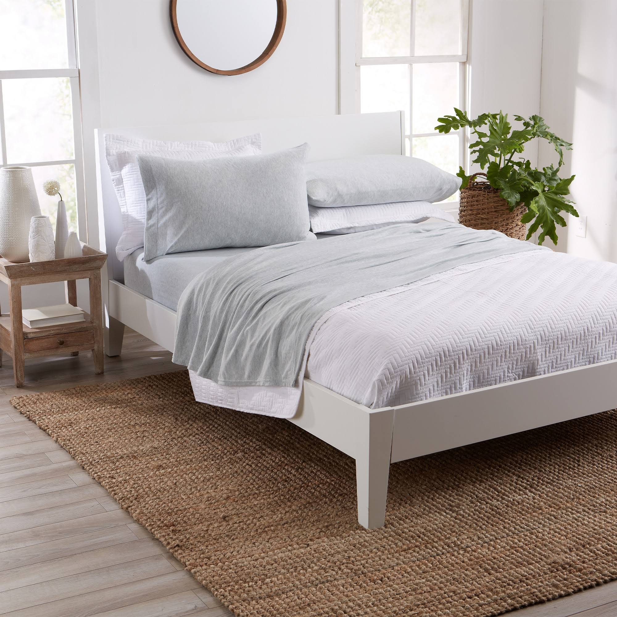 Great Bay Home Tech Knit Jersey Sheet Set King Light Grey