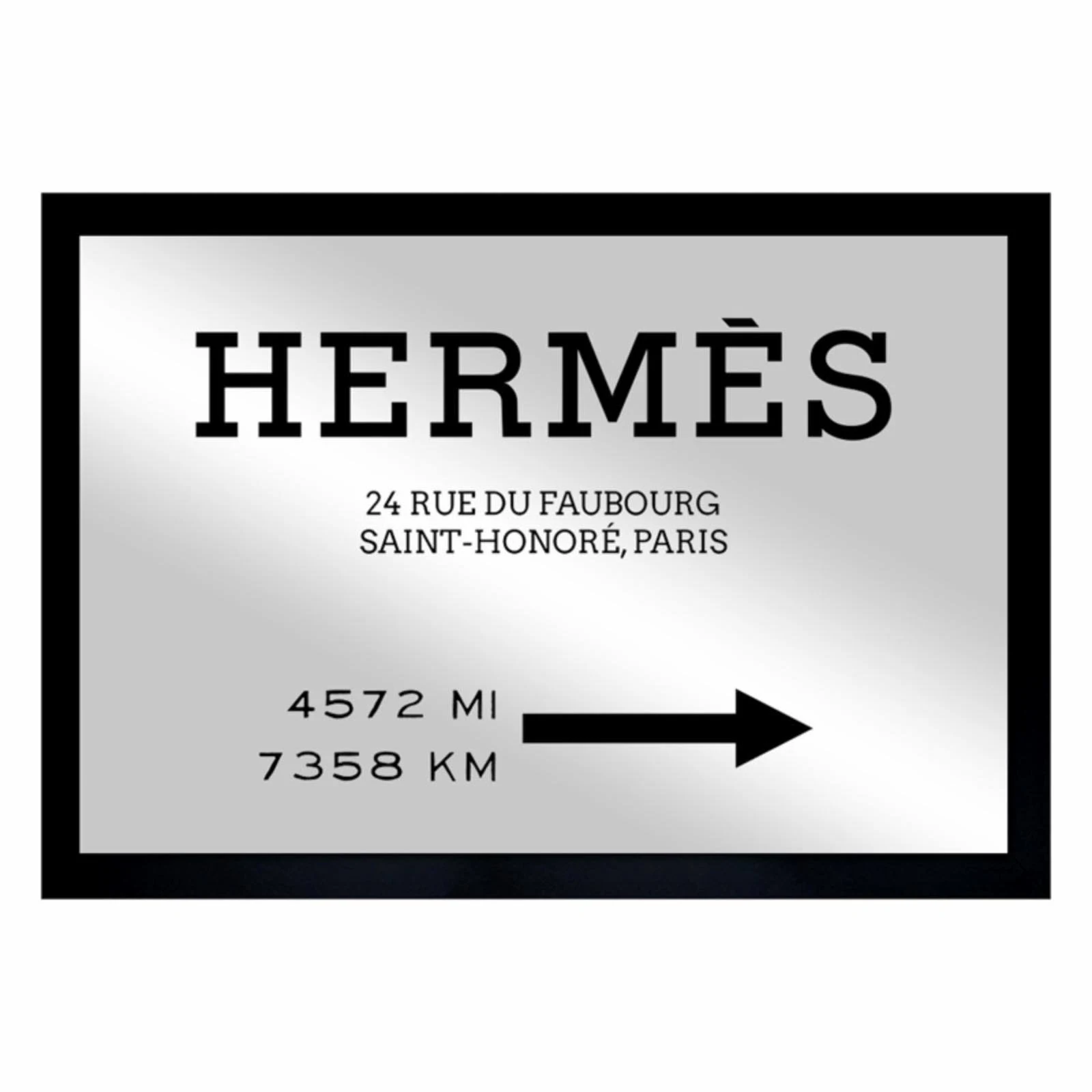 Oliver Gal Faubourg Road Sign Minimalist Mirror Art, Black